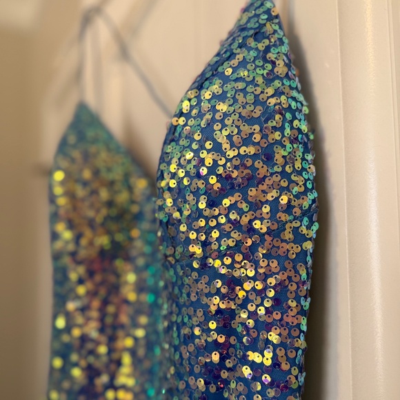 Amarra Blue Sequin Formal Gown - Picture 1 of 5